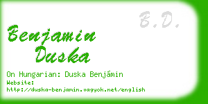 benjamin duska business card
